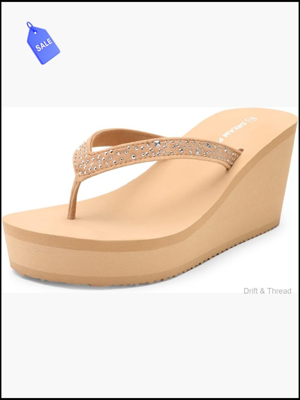 Platform Wedge Flip Flops Rhinestone Sparkle Sandals 3 Inch Heel